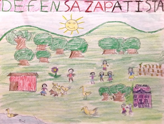 Dessin d'un enfant de la communautée zapatiste