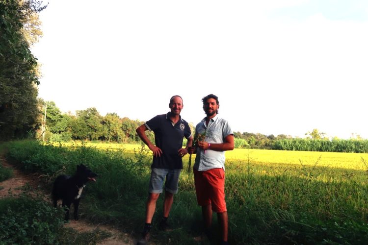 Thomas et le gérant du Domaine de Beaujeu, producteur de riz et vins de Camargue